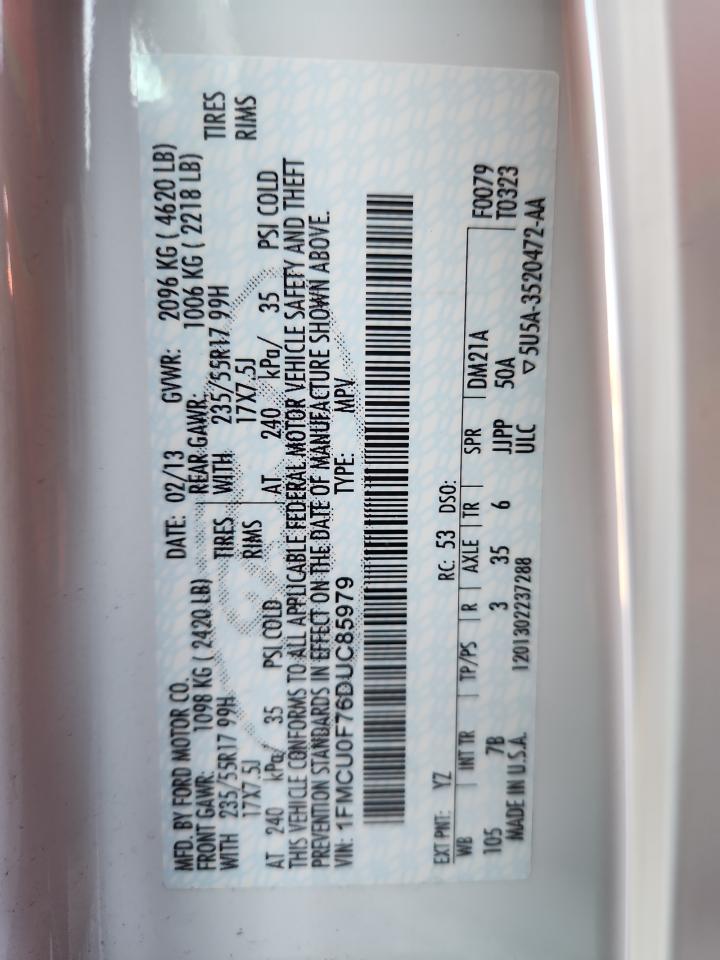 2013 Ford Escape S VIN: 1FMCU0F76DUC85979 Lot: 91499985