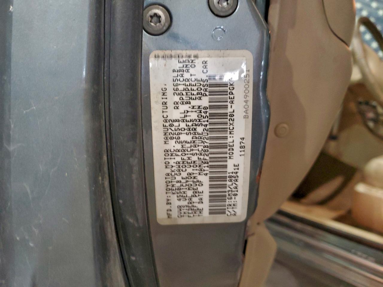 2002 Toyota Avalon Xl VIN: 4T1BF28B72U241540 Lot: 94511335