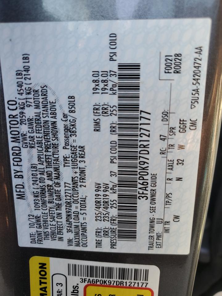 2013 Ford Fusion Titanium VIN: 3FA6P0K97DR127177 Lot: 92795975