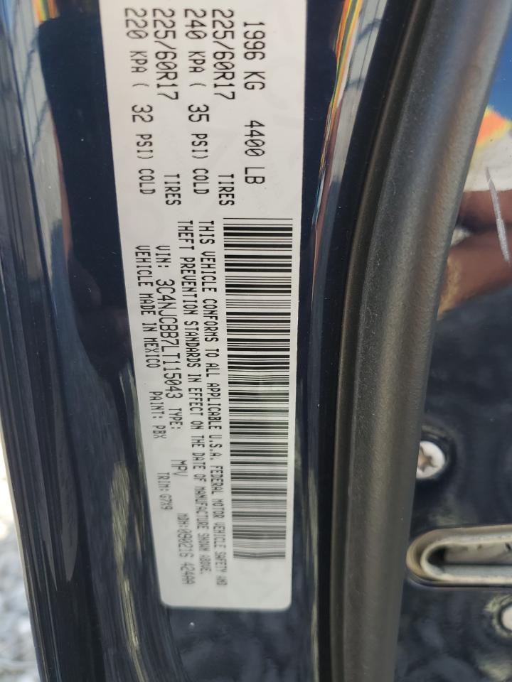 2020 Jeep Compass Latitude VIN: 3C4NJCBB7LT115043 Lot: 92939515