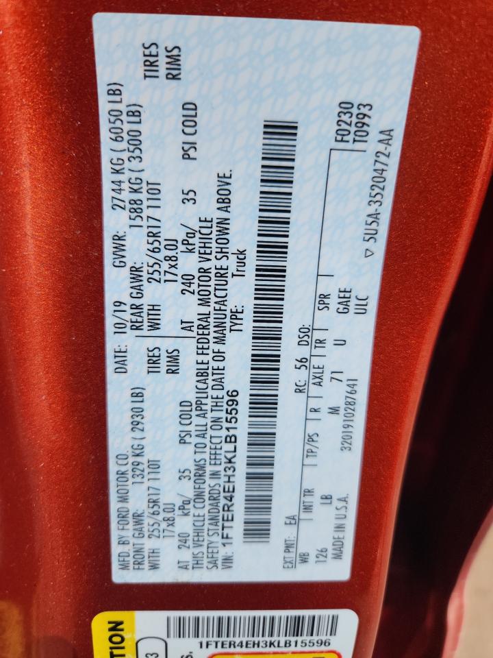 2019 Ford Ranger Xl VIN: 1FTER4EH3KLB15596 Lot: 92490205