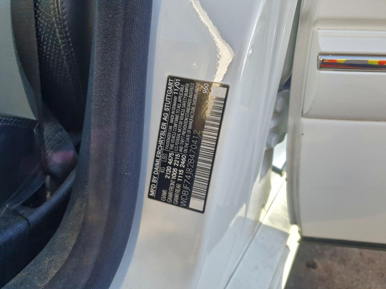 2002 Mercedes-Benz E 55 Amg VIN: WDBJF74J82B470412 Lot: 94550445