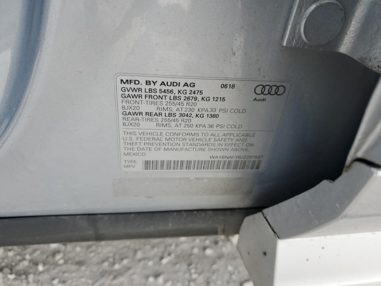 2018 Audi Q5 Premium Plus VIN: WA1BNAFY6J2207537 Lot: 93314345