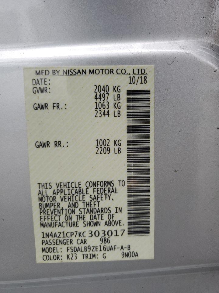 2019 Nissan Leaf S VIN: 1N4AZ1CP7KC303017 Lot: 92116975