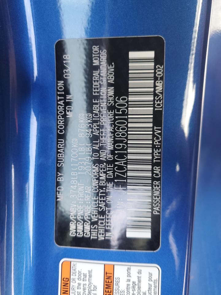 2018 Subaru Brz 2.0 Limited VIN: JF1ZCAC19J8601506 Lot: 90289705