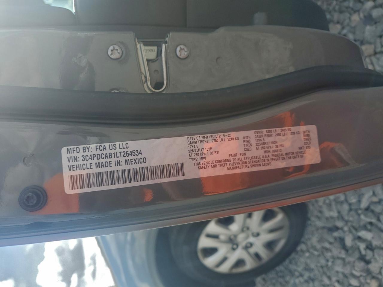 2020 Dodge Journey Se VIN: 3C4PDCAB1LT264534 Lot: 94288105