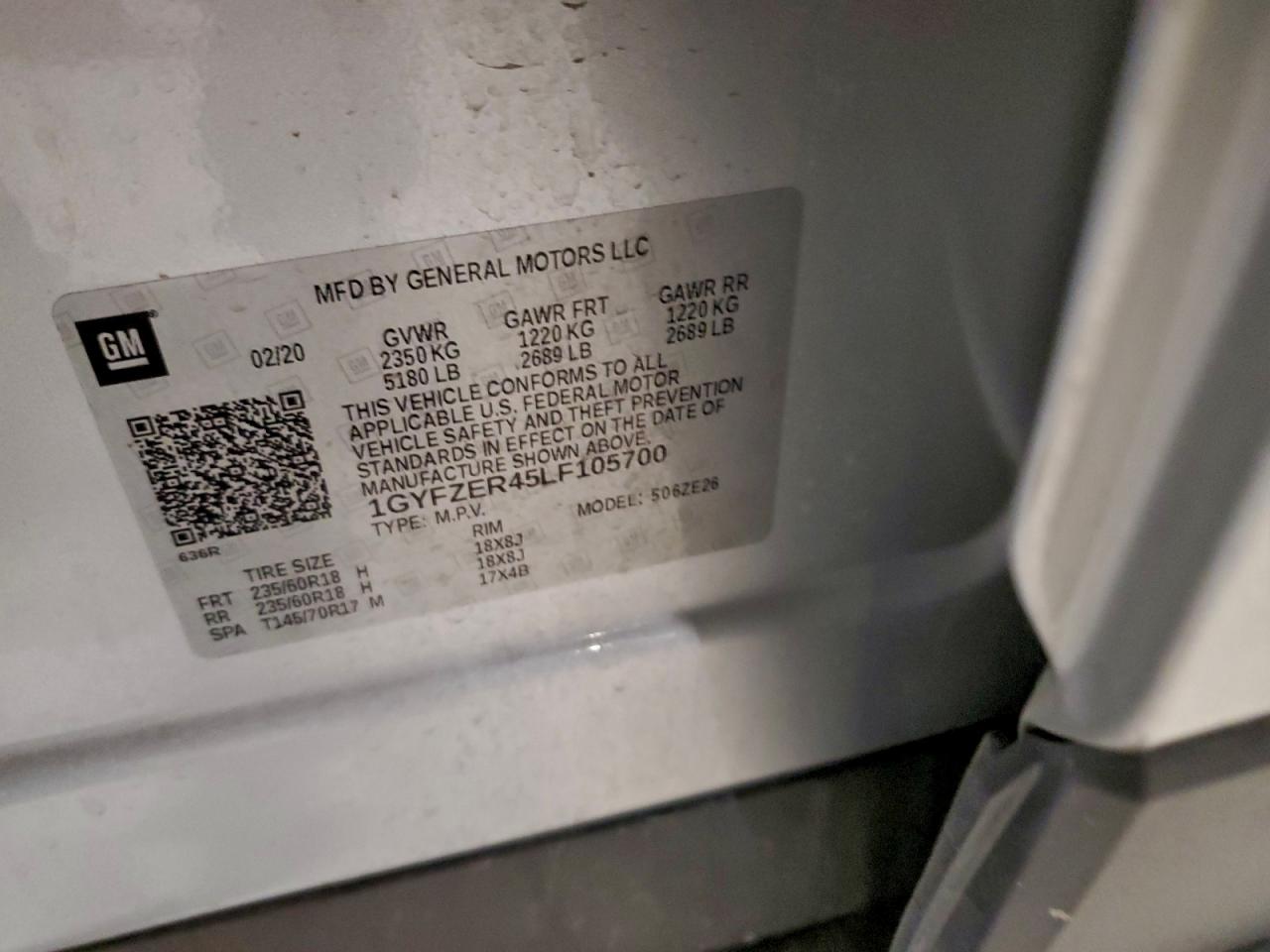 2020 Cadillac Xt4 Sport VIN: 1GYFZER45LF105700 Lot: 93462485