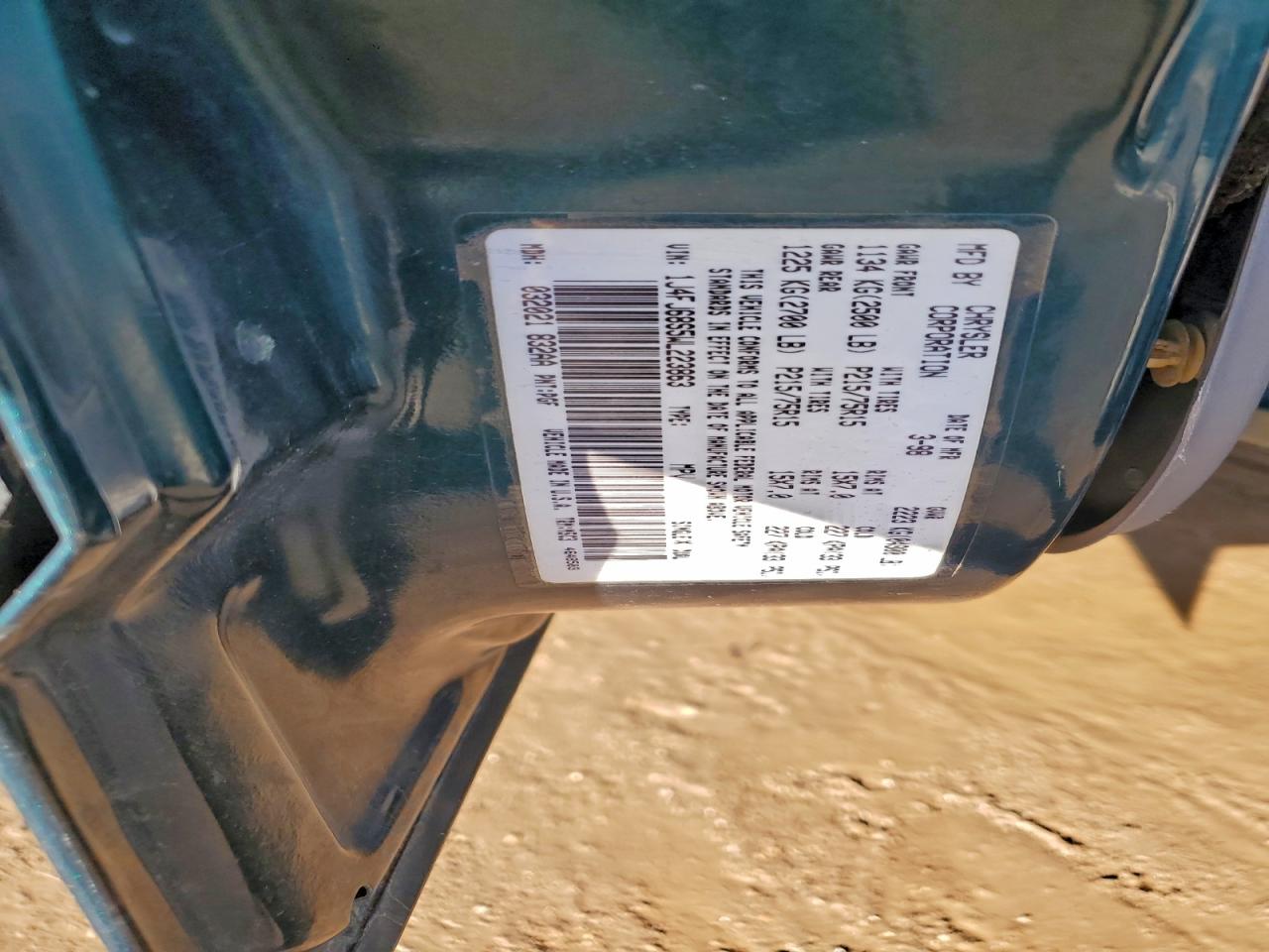 1998 Jeep Cherokee Sport VIN: 1J4FJ68S5WL223863 Lot: 94175375