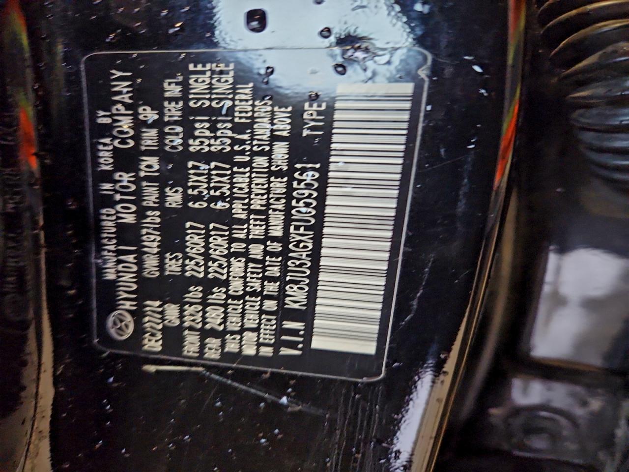 2015 Hyundai Tucson Limited VIN: KM8JU3AGXFU059561 Lot: 93978465