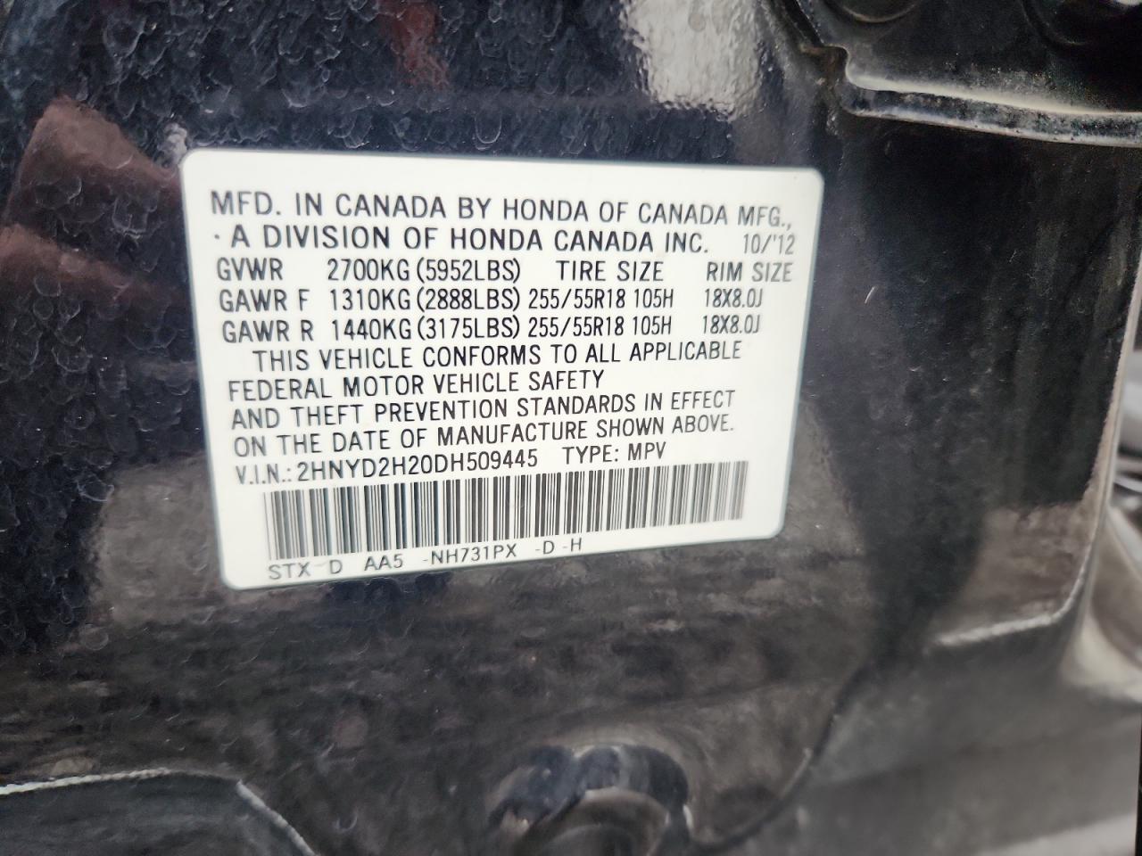 2013 Acura Mdx VIN: 2HNYD2H20DH509445 Lot: 92930345