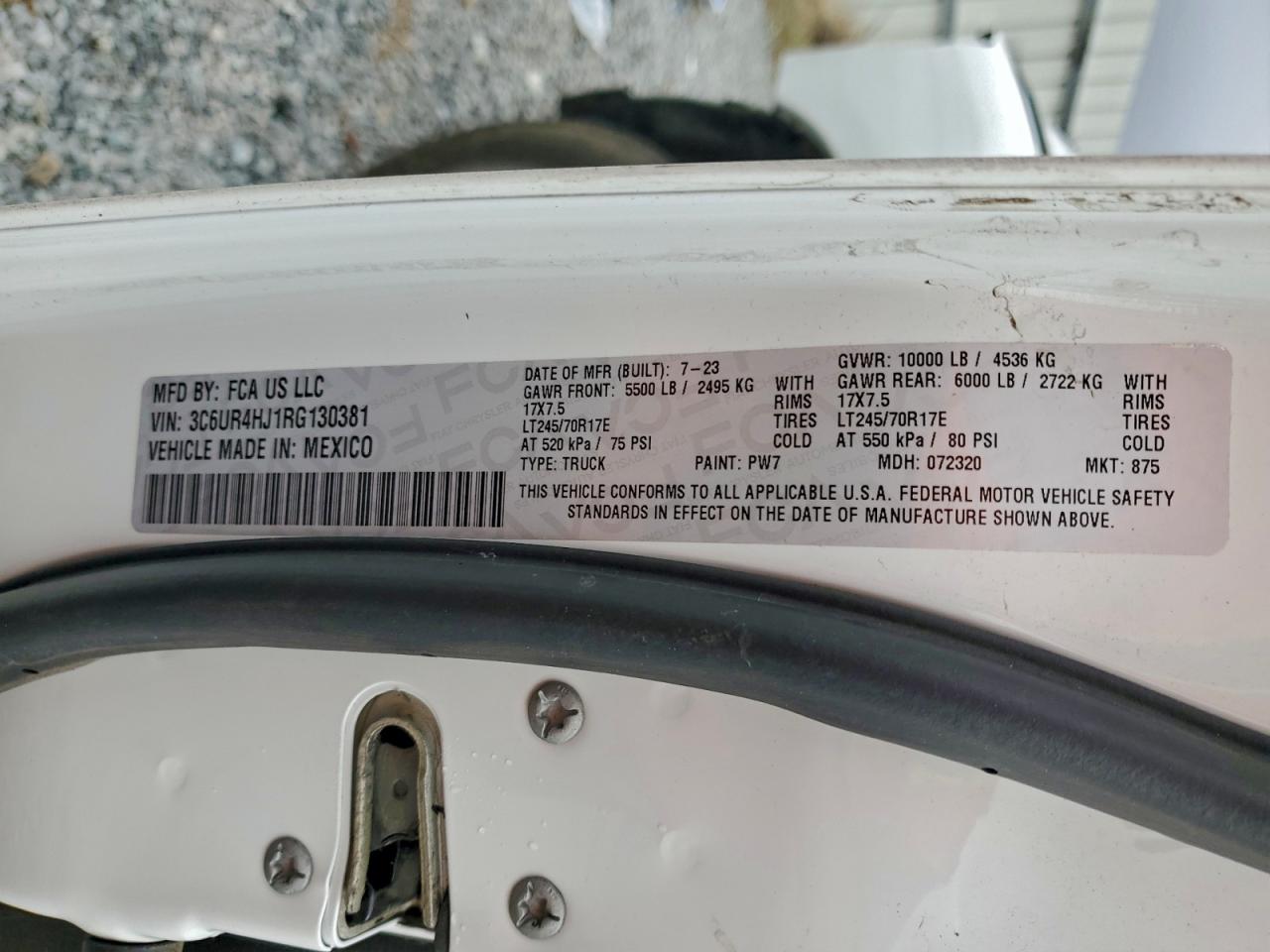 2024 Ram 2500 Tradesman VIN: 3C6UR4HJ1RG130381 Lot: 87418095