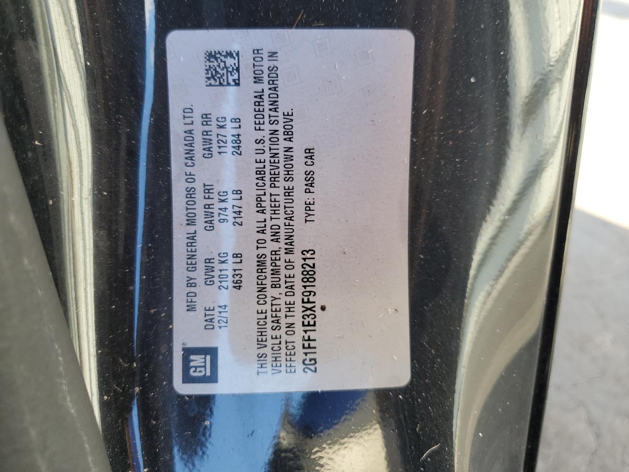 2015 Chevrolet Camaro Lt VIN: 2G1FF1E3XF9188213 Lot: 93855945