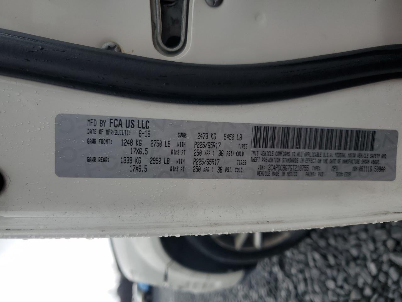 2016 Dodge Journey Sxt VIN: 3C4PDCBG7GT218755 Lot: 90975025