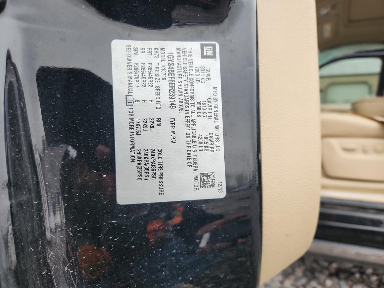 2014 Cadillac Escalade Luxury VIN: 1GYS4BEF6ER239149 Lot: 93663895