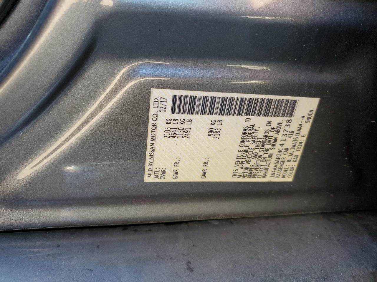 2017 Nissan Maxima 3.5S VIN: 1N4AA6AP1HC413738 Lot: 90885445