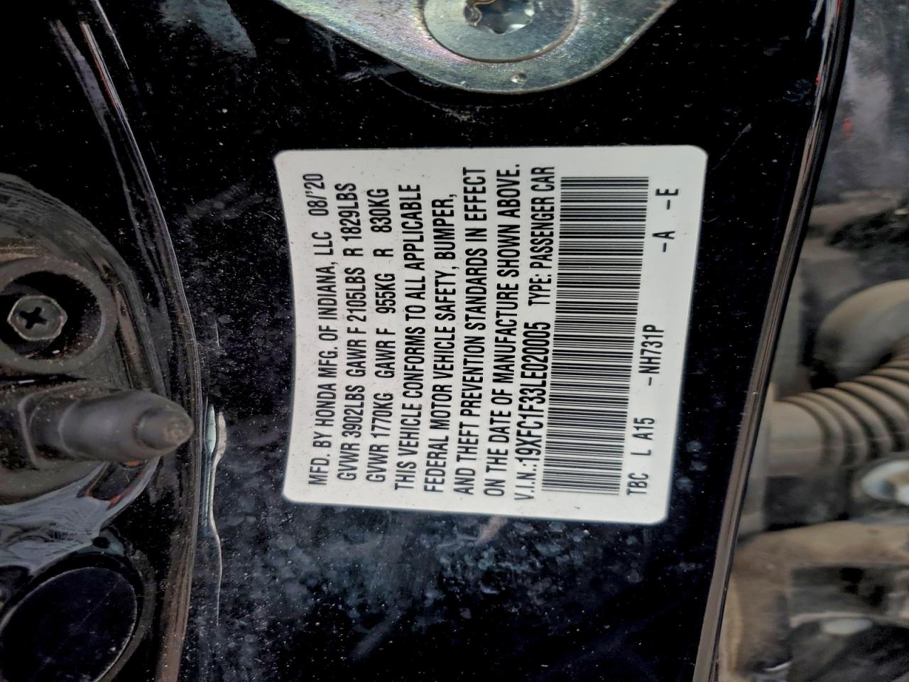 2020 Honda Civic Ex VIN: 19XFC1F33LE020005 Lot: 94469285