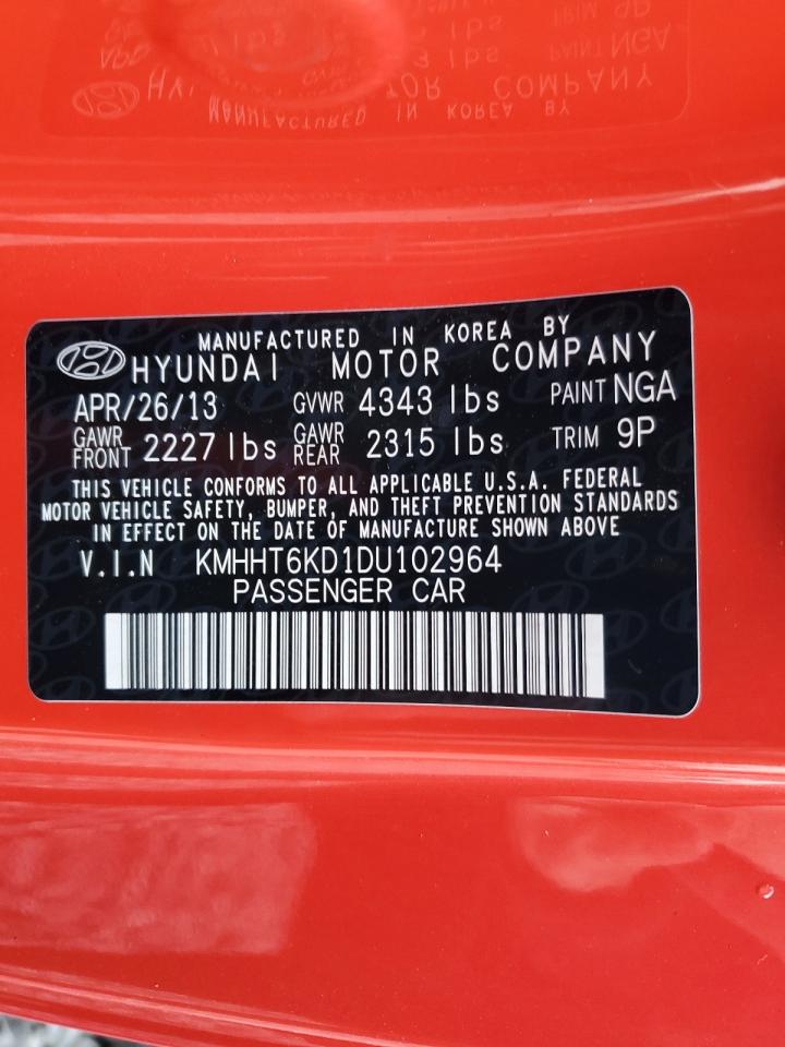 2013 Hyundai Genesis Coupe 2.0T VIN: KMHHT6KD1DU102964 Lot: 90108955