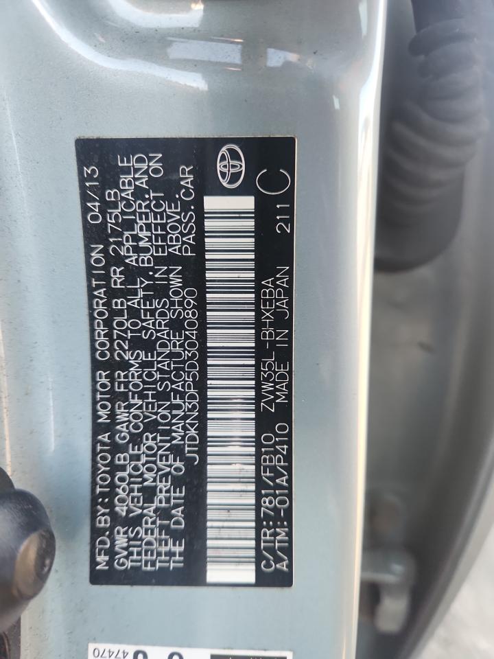 2013 Toyota Prius Plug-In VIN: JTDKN3DP5D3040890 Lot: 91740605