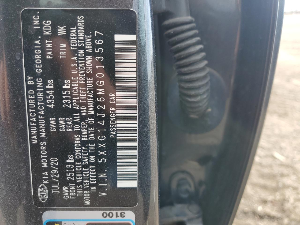 2021 Kia K5 Lxs VIN: 5XXG14J26MG013567 Lot: 91311415