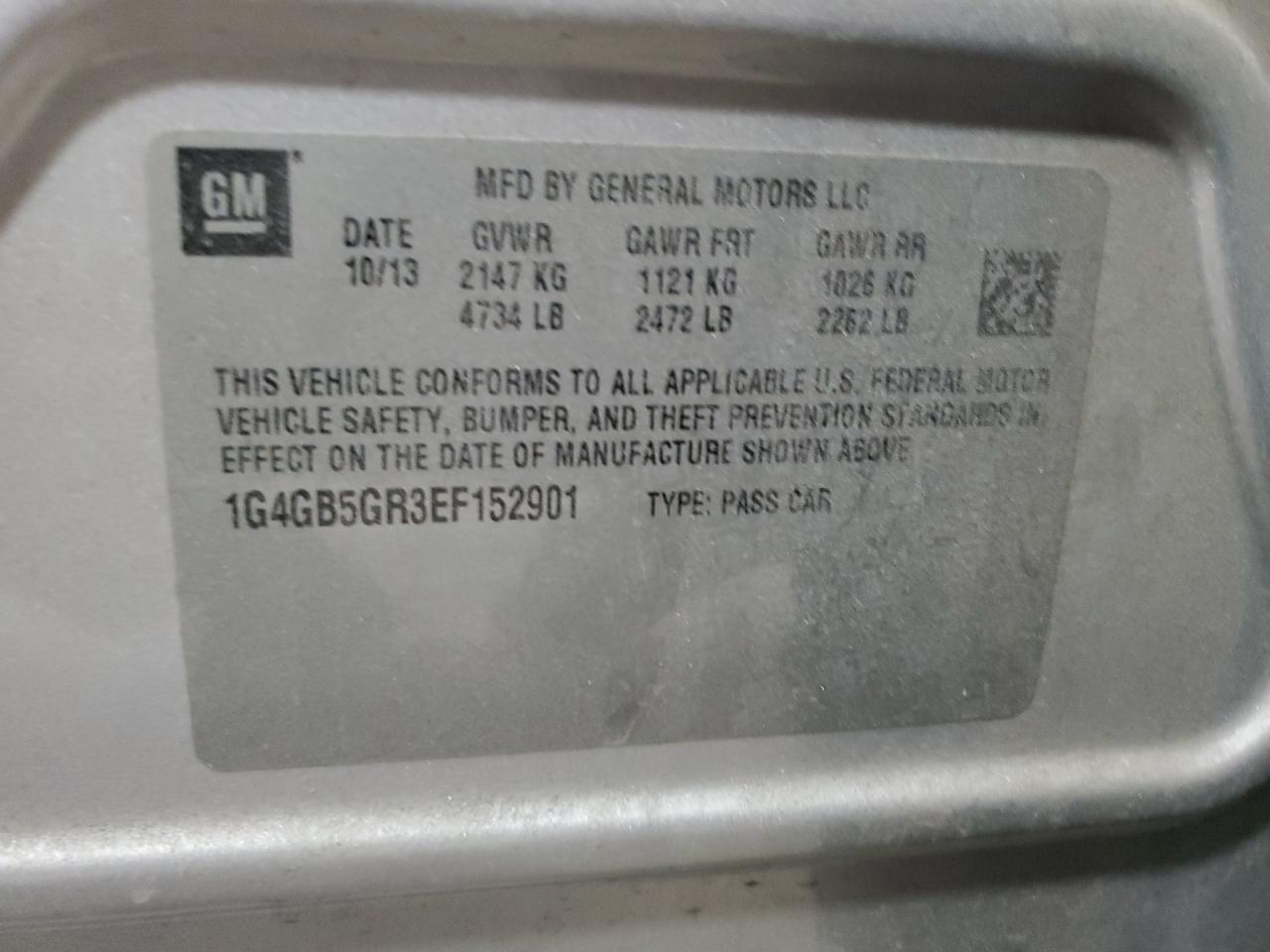 2014 Buick Lacrosse VIN: 1G4GB5GR3EF152901 Lot: 90793125