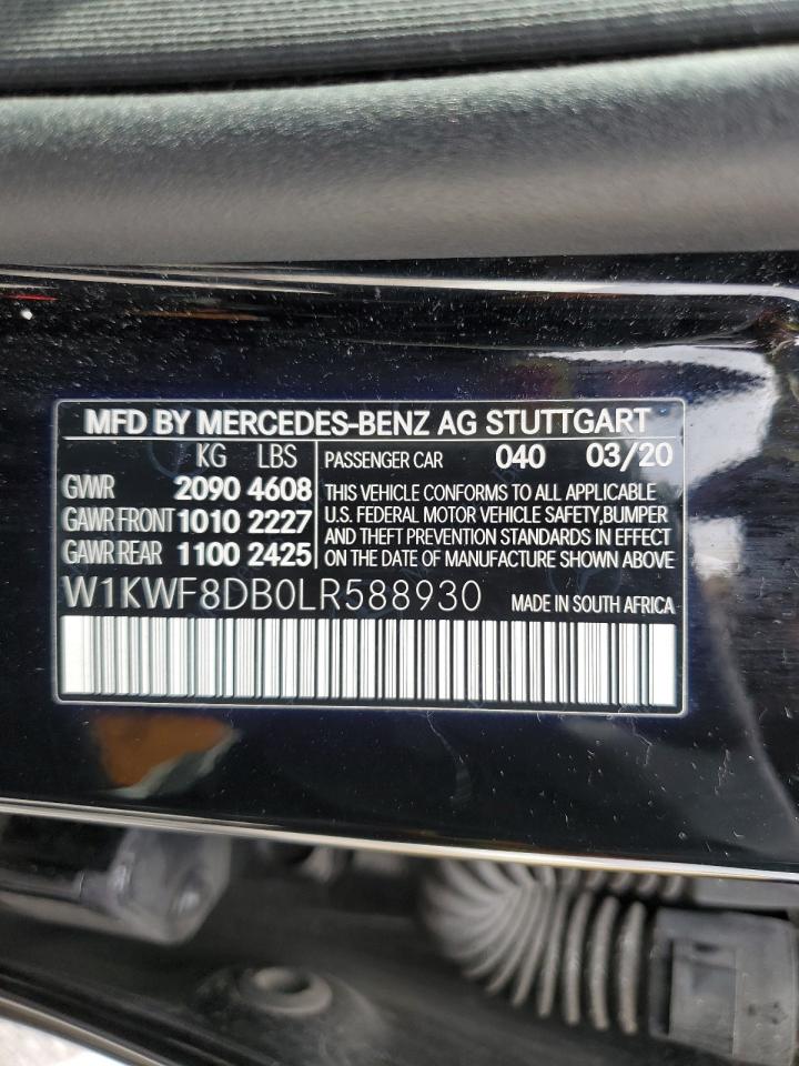 2020 Mercedes-Benz C 300 VIN: W1KWF8DB0LR588930 Lot: 93552745