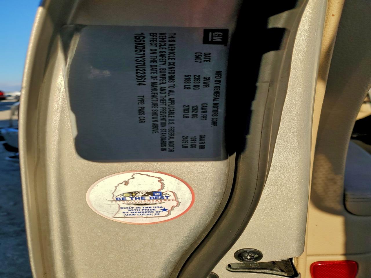 2007 Cadillac Dts VIN: 1G6KD57Y37U223614 Lot: 94128515