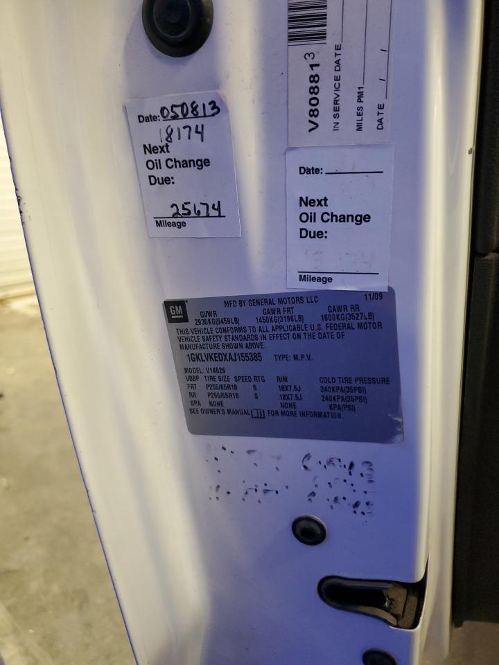 2010 GMC Acadia Sl VIN: 1GKLVKEDXAJ155385 Lot: 91776515