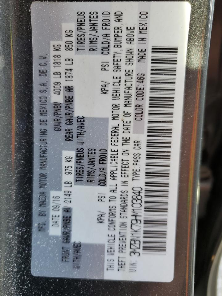 2017 Mazda 3 Sport VIN: 3MZBN1K79HM103840 Lot: 90874365