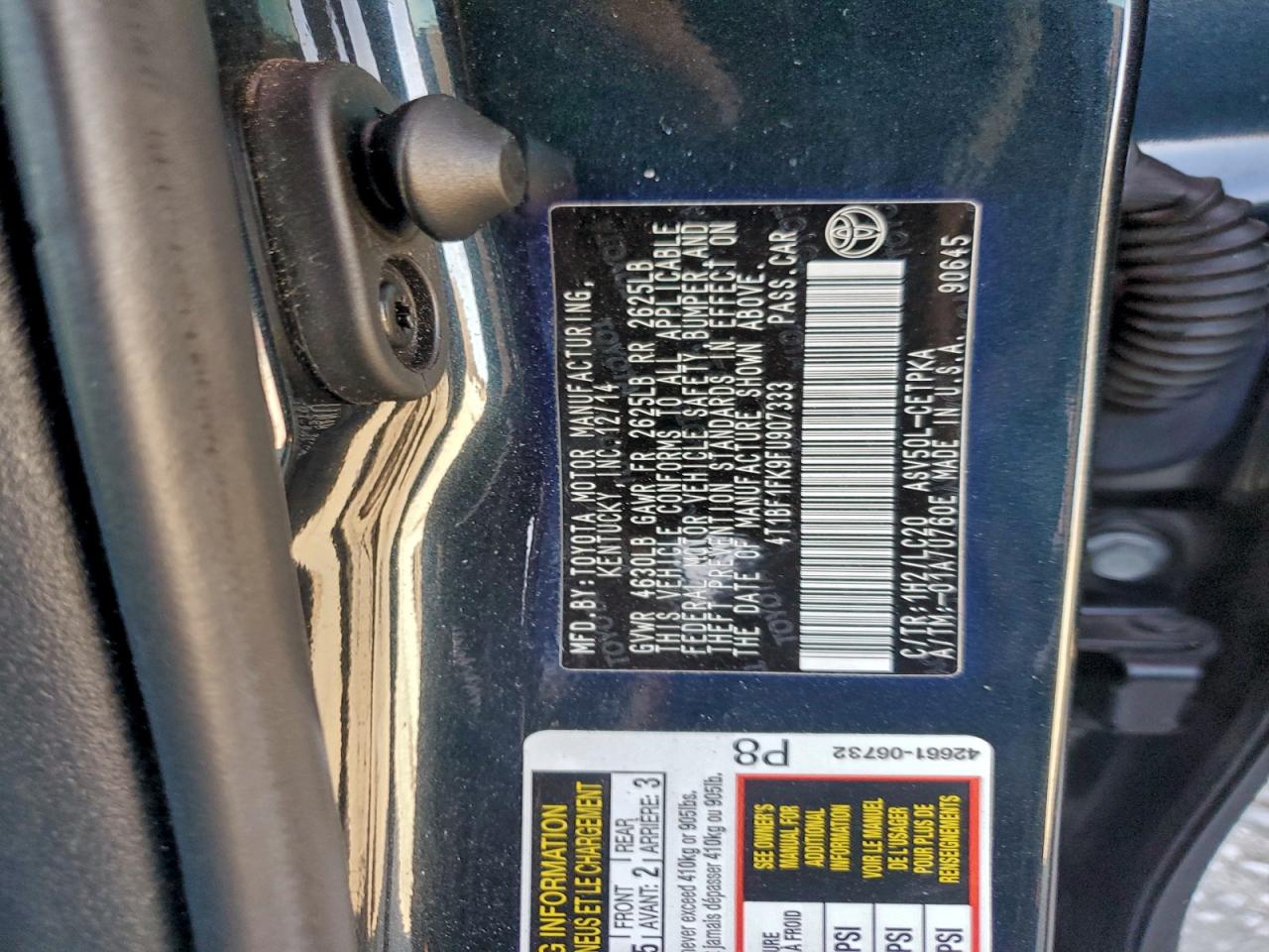 2015 Toyota Camry Le VIN: 4T1BF1FK9FU907333 Lot: 93768985