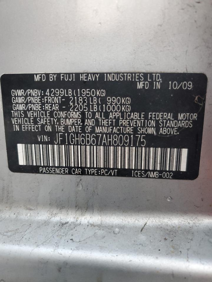 2010 Subaru Impreza 2.5I Premium VIN: JF1GH6B67AH809175 Lot: 90655145