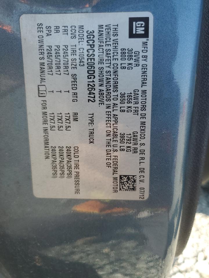 2013 Chevrolet Silverado C1500 Lt VIN: 3GCPCSE06DG126472 Lot: 93670155