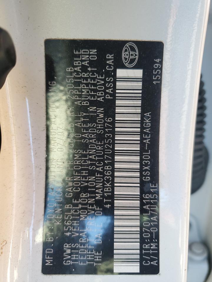 2007 Toyota Avalon Xl VIN: 4T1BK36B17U253176 Lot: 90021905