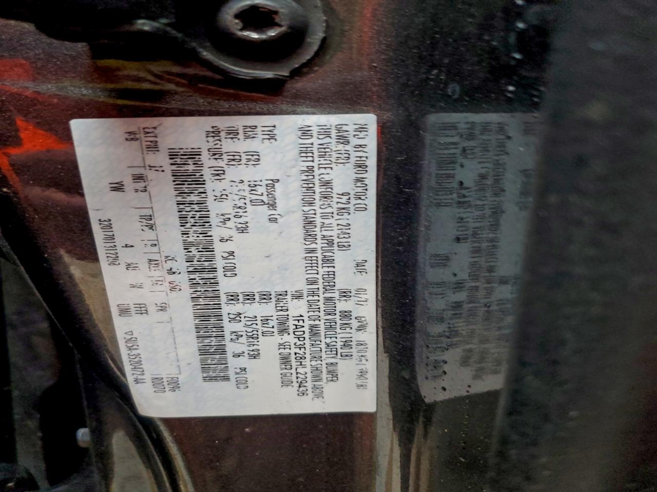 2017 Ford Focus Se VIN: 1FADP3F28HL229436 Lot: 94223635