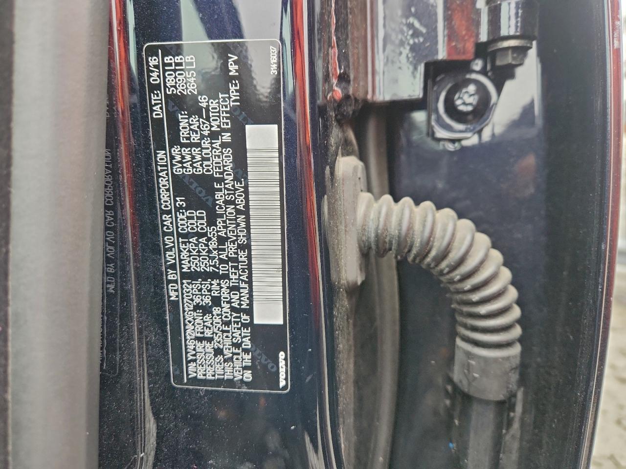 2016 Volvo Xc70 T5 Premier VIN: YV4612NKXG1270321 Lot: 93612795