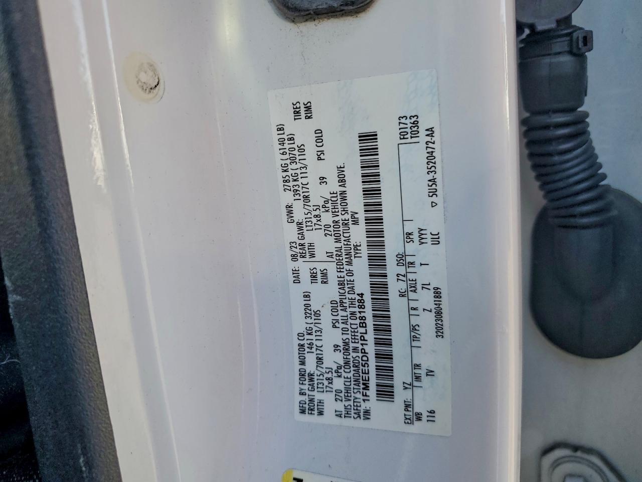 2023 Ford Bronco Base VIN: 1FMEE5DP1PLB81884 Lot: 94325785