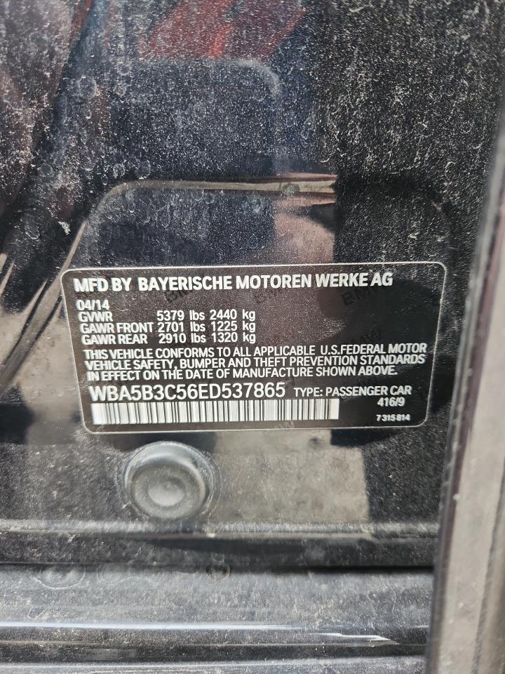 2014 BMW 535 Xi VIN: WBA5B3C56ED537865 Lot: 92748435