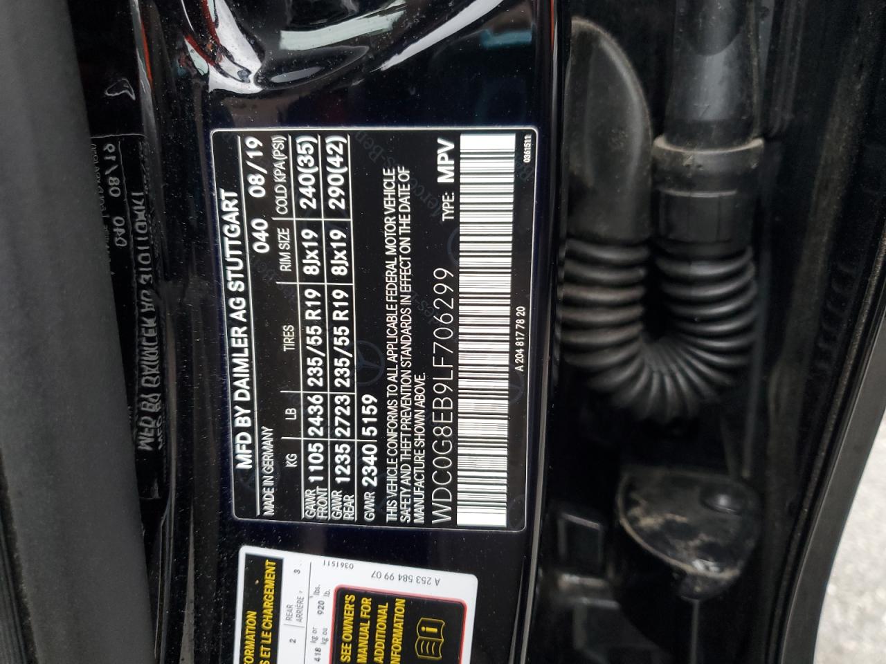 2020 Mercedes-Benz Glc 300 4Matic VIN: WDC0G8EB9LF706299 Lot: 90629645