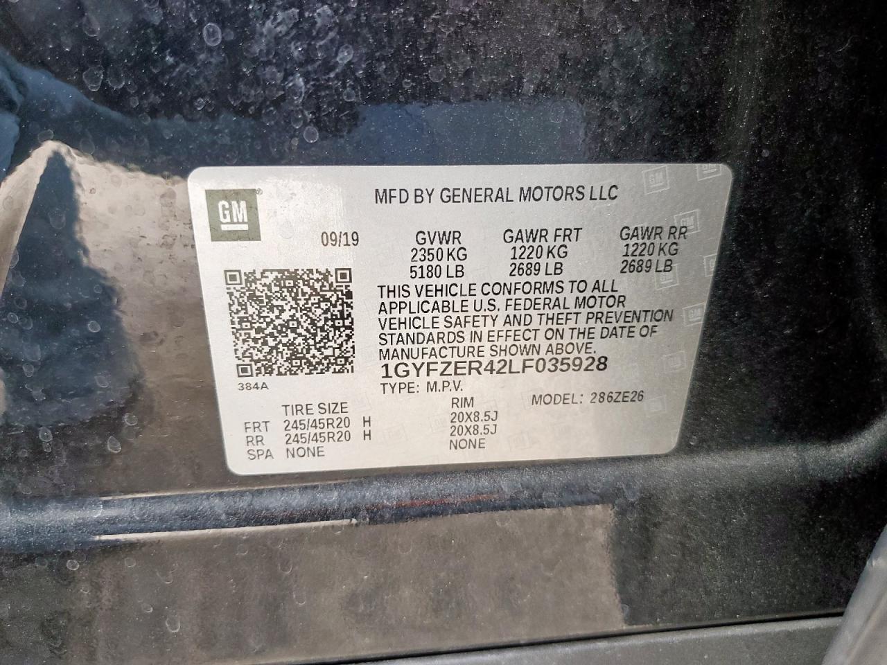 2020 Cadillac Xt4 Sport VIN: 1GYFZER42LF035928 Lot: 92264675