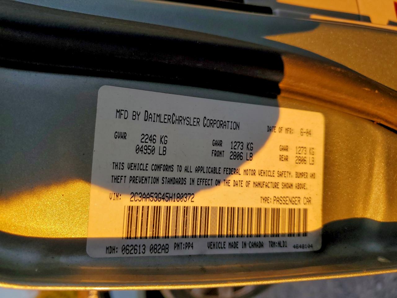 2005 Chrysler 300 Touring VIN: 2C3AA53G45H180372 Lot: 94034495