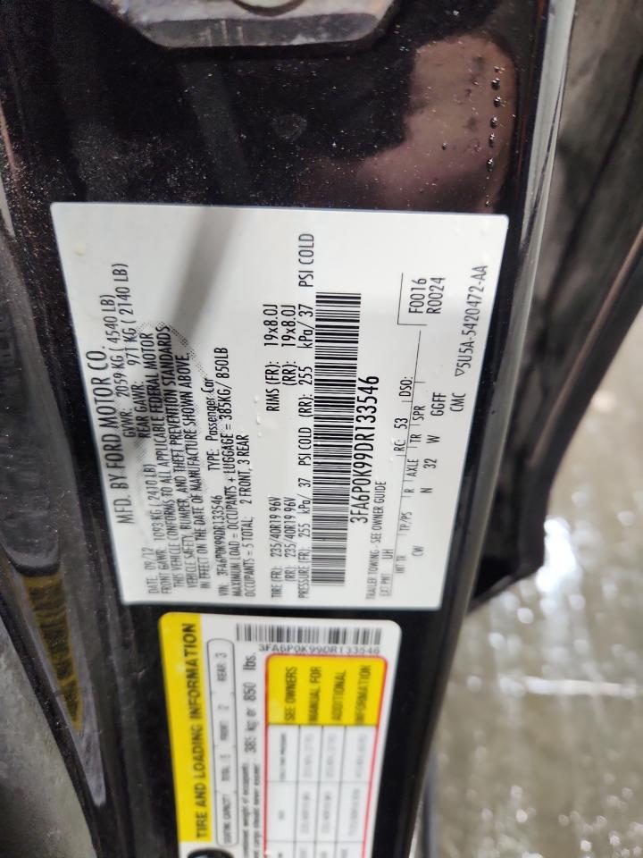 2013 Ford Fusion Titanium VIN: 3FA6P0K99DR133546 Lot: 93247275