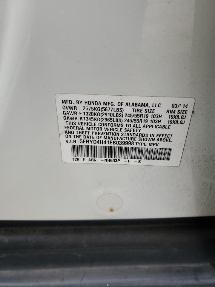 2014 Acura Mdx Technology VIN: 5FRYD4H41EB039998 Lot: 93426805