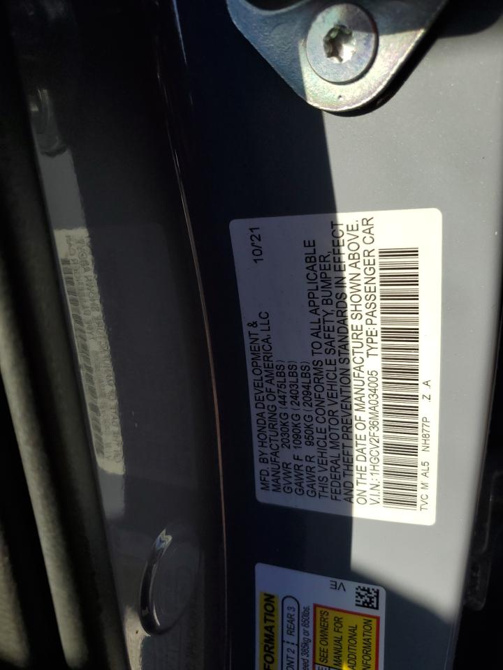 2021 Honda Accord Sport VIN: 1HGCV2F36MA034005 Lot: 92896335