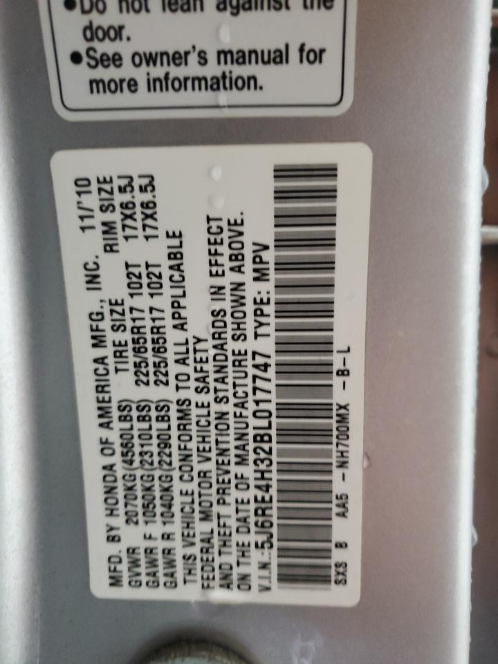 2011 Honda Cr-V Lx VIN: 5J6RE4H32BL017747 Lot: 91706505