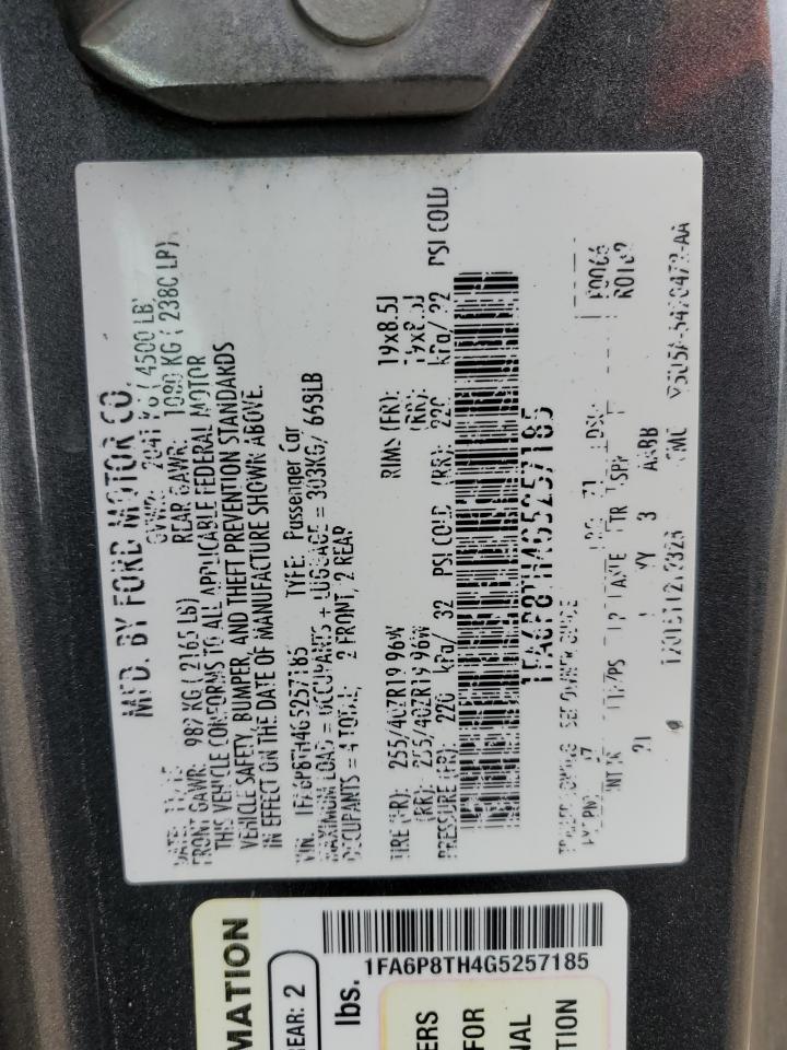 2016 Ford Mustang VIN: 1FA6P8TH4G5257185 Lot: 92724875