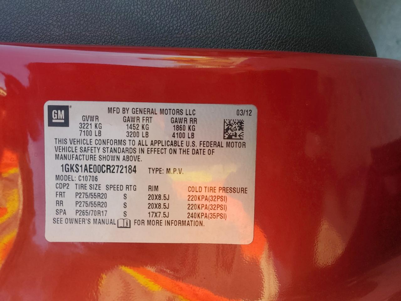 2012 GMC Yukon Sle VIN: 1GKS1AE00CR272184 Lot: 92979865