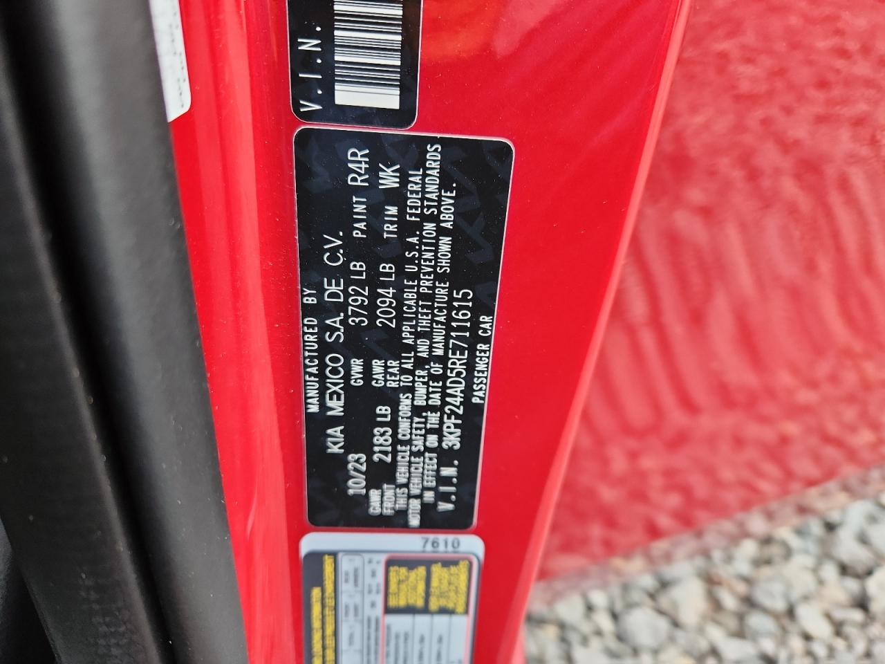 2024 Kia Forte Lx VIN: 3KPF24AD5RE711615 Lot: 93452645