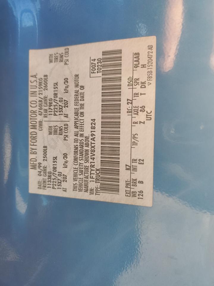 1999 Ford Ranger Super Cab VIN: 1FTYR14V8XTA91824 Lot: 92006865