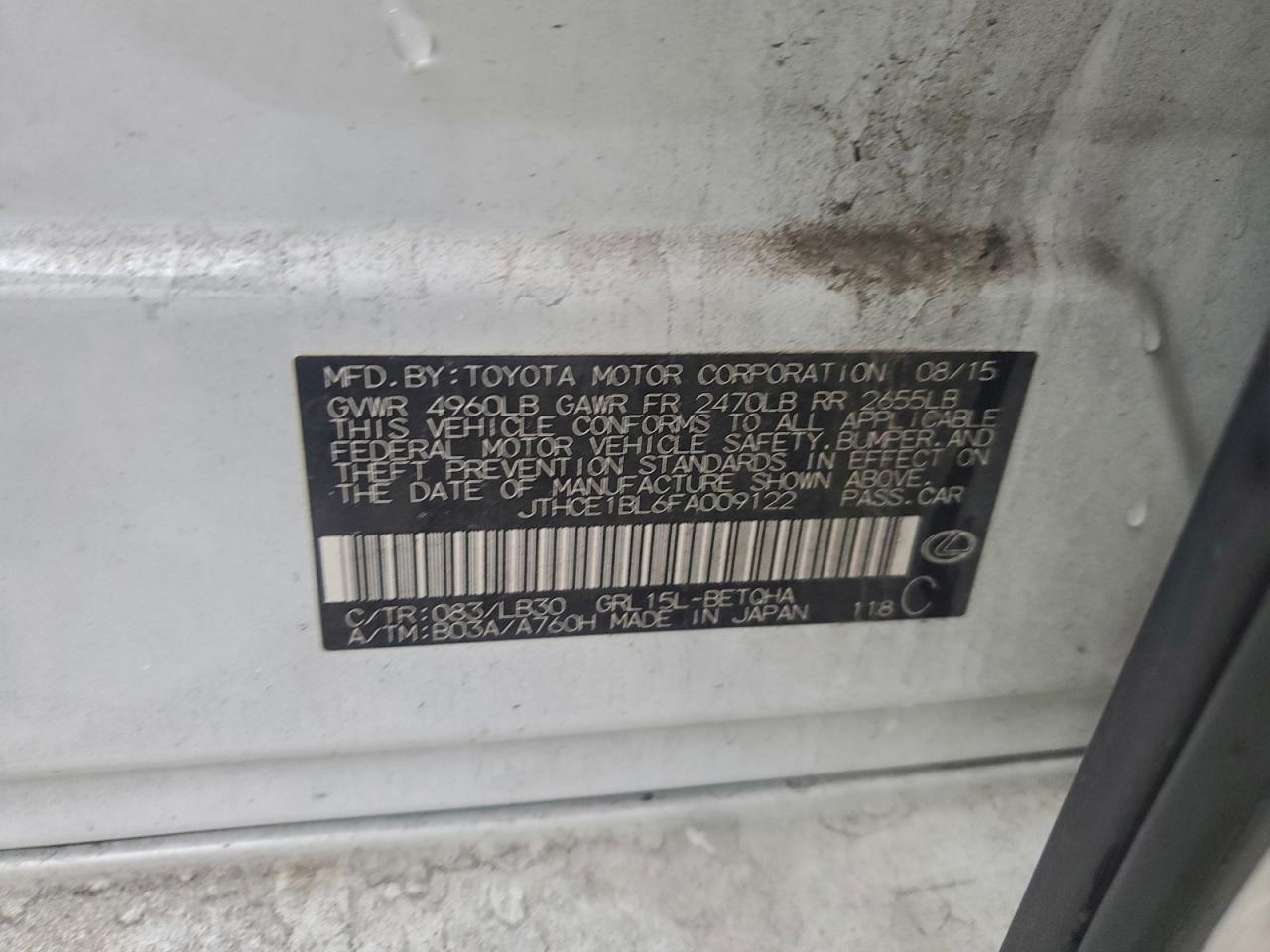 2015 Lexus Gs 350 VIN: JTHCE1BL6FA009122 Lot: 94440605