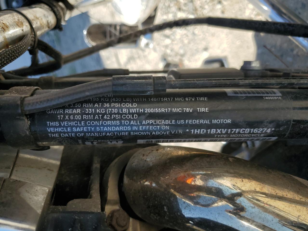 2015 Harley-Davidson Flstf Fatboy VIN: 1HD1BXV17FC016274 Lot: 92692945