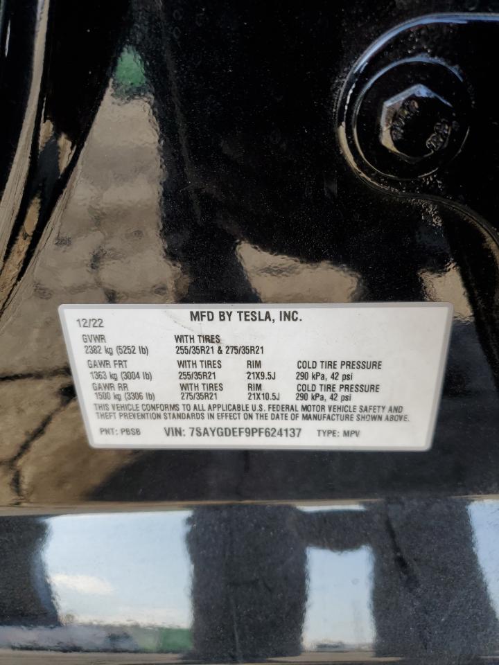 2023 Tesla Model Y VIN: 7SAYGDEF9PF624137 Lot: 92116905